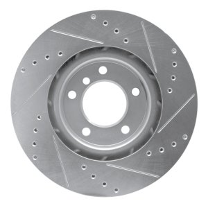 BMW Z3 Brake Rotor (1) - Right Front - R1 Concepts - Drilled & Slotted - Silver - `95-`02